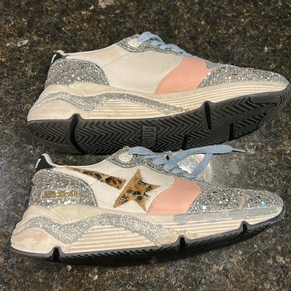 Golden Goose Silver Glitter and Pink Sneakers - Picture 4 of 15